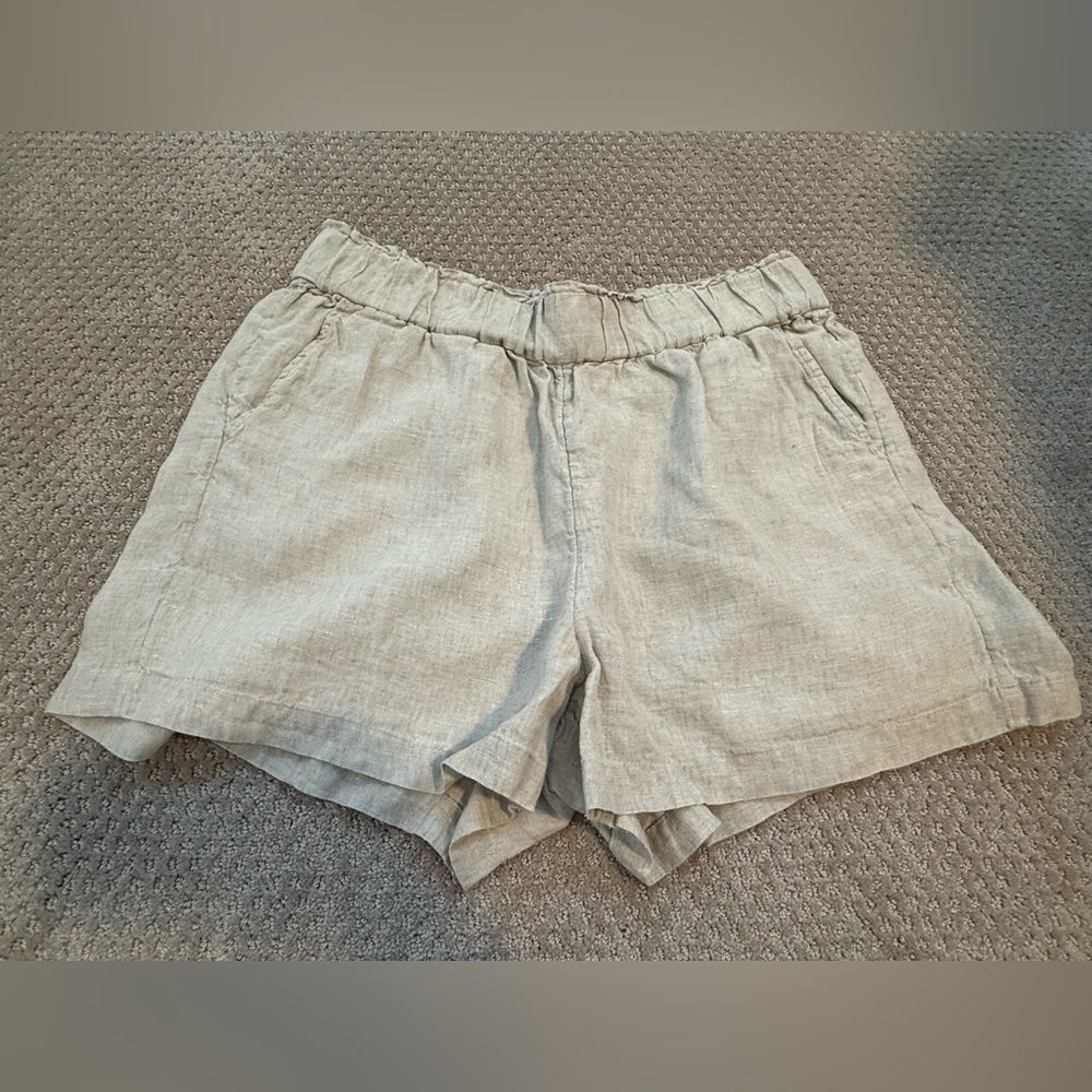 J. Crew High Waist Linen Shorts - Cream